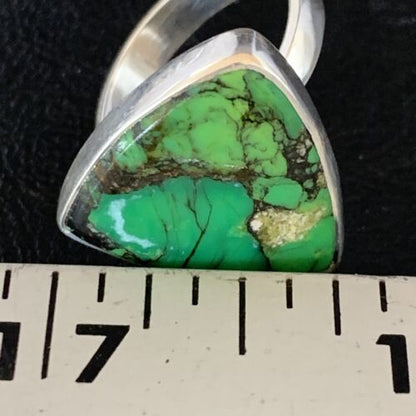Navajo Green Mojave Turquoise Ring | Sterling Silver | Sz 8 | Authentic Native American Handmade | 14038