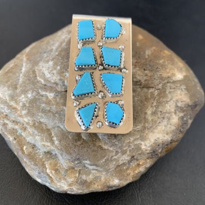Navajo Handmade Turquoise Money Clip | Sterling Silver | Authentic Native American | 11594