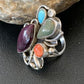 Navajo Sterling Silver Ring | Blue Turquoise & Spiny Oyster | Sz 11 | Native American Handmade | 02127