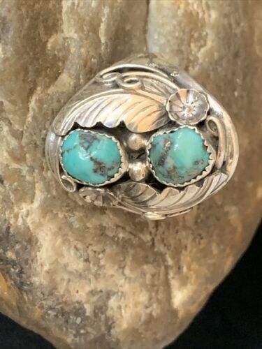 Navajo Kingman Turquoise Multi-Stone Ring | Authentic Native American Sterling Silver | Sz 10.5 | 14171