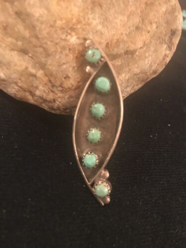 Native American Turquoise Cluster Pin | Navajo Sterling Silver | Old Pawn | Authentic Handmade | 8018