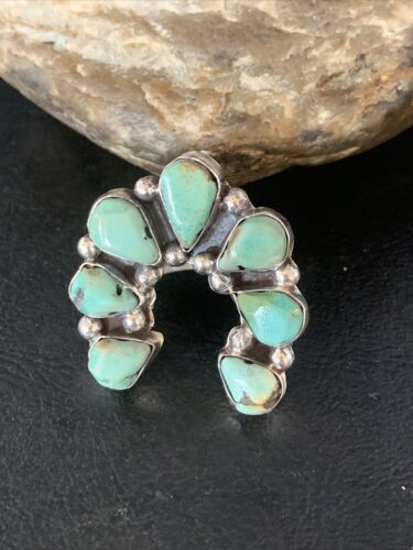 Navajo Green Turquoise Cluster Ring | Authentic Native American Sterling Silver | Multi-Stone | Sz 11 | 14092