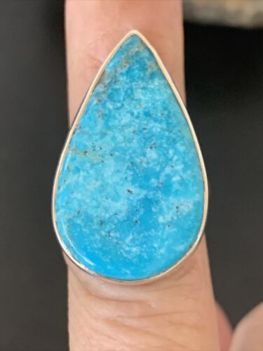 Navajo Blue Kingman Turquoise Ring | Sterling Silver | Sz 6.5 | Authentic Native American Handmade | 11614