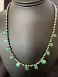Native American Navajo Green Turquoise Necklace | Sterling Silver | 19" | 12916