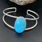 Minimalist Women's Blue Kingman Turquoise Cuff Bracelet | Sterling Silver | 12869