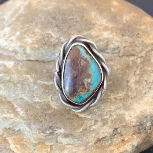 Navajo Blue Turquoise Ring | Sterling Silver | Sz 5 | Authentic Native American Handmade | 10361