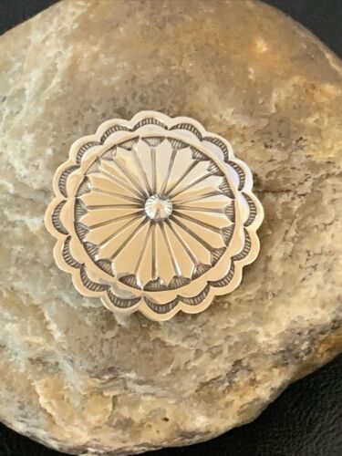 Authentic Native American Navajo Pin | Sterling Silver Stamped Design | Handmade | 1207