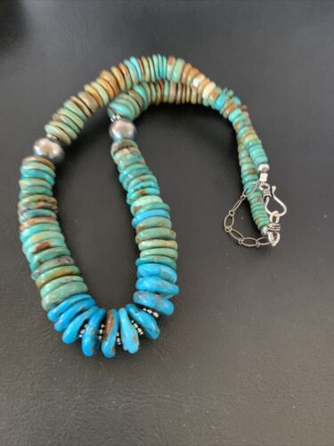 Navajo Blue Green Turquoise Necklace | Sterling Silver | Authentic Native American | 20" | 10217