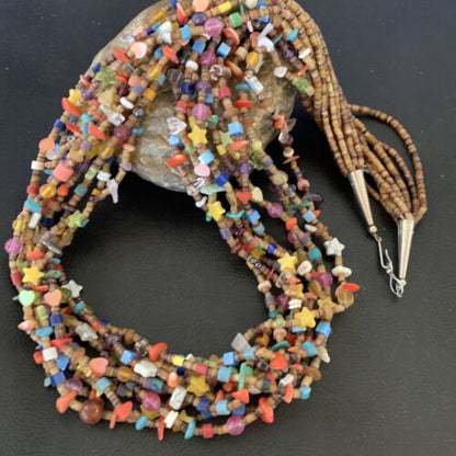 Southwestern Santo Domingo Red Coral Blue Turquoise Necklace | 28" | Authentic Native American Handmade | 12455