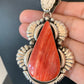 Navajo Spiny Oyster Pendant Necklace | Sterling Silver Pearls | Authentic Native American Handmade | 4628