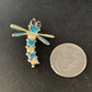 Zuni White Blue Opal Inlay Dragonfly Necklace Pin Pendant | Sterling Silver | 13683