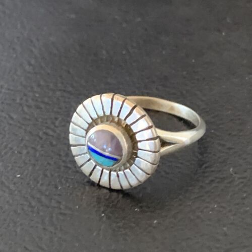 Native American Women's Navajo Blue Turquoise Sugilite Inlay Ring | Sz 6 | 11180