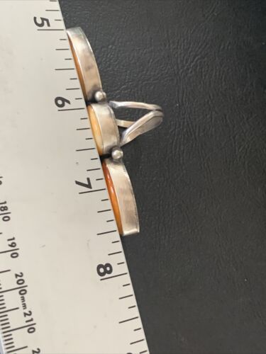 Navajo Orange Spiny Oyster Ring | Authentic Native American Sterling Silver | Multi-Stone | Sz 5.5 | 11657