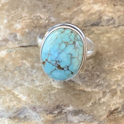 Navajo Blue Turquoise Ring | Sterling Silver | Sz 6 | Authentic Native American Handmade | 11427