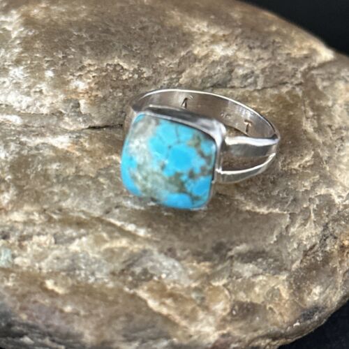 Native American Men's Navajo Blue Turquoise Ring | Sterling Silver | Sz 11 | 14447