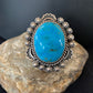 Navajo Blue Kingman Turquoise Ring | Sterling Silver | Sz 9.5 | Authentic Native American Handmade | 01644