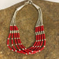 Navajo Red Stabilized Coral Heishi Sterling Silver Bracelet | 5-Strand | 7" | 13603