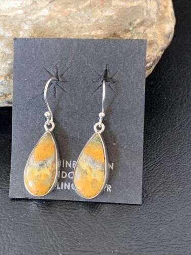 Native American Navajo Bumblebee Jasper Earrings Set | Sterling Silver | Handmade | 1564
