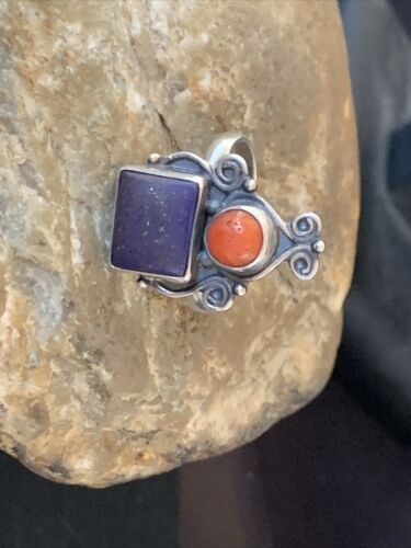 Navajo Sterling Silver Purple Sugilite Coral Ring | Authentic Native American Multi-Stone Jewelry | Sz 10 | 11524