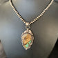 Men's Navajo Green Boulder Turquoise Pendant Necklace | Sterling Silver | Authentic Native American Handmade | 13660