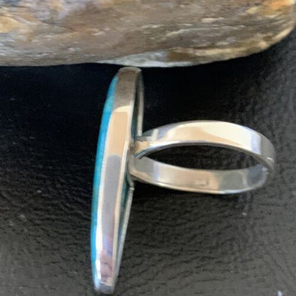 Navajo Blue Kingman Turquoise Ring | Sterling Silver | Sz 8 | Authentic Native American Handmade | 12788