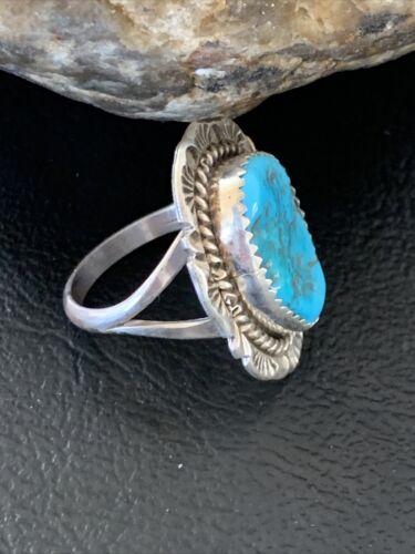 Southwestern Navajo Blue Kingman Turquoise Ring | Sterling Silver | Sz 7 | 12209