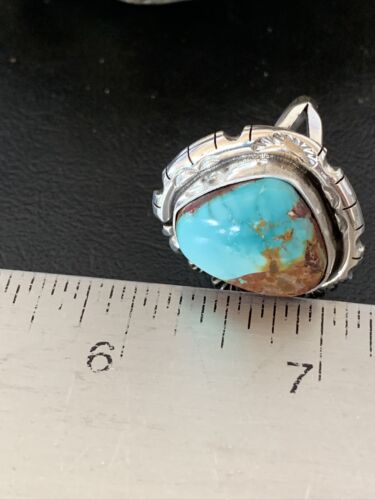 Native American Women's Navajo Blue Royston Turquoise Ring | Sterling Silver | Sz 10 | 10425
