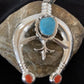 Navajo Sterling Silver Naja Pendant | Turquoise & Spiny Oyster | Authentic Native American Handmade | 1060