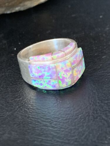 Navajo Pink Opal Inlay Band Ring | Sz 6.5 | Authentic Native American Handmade | 14161