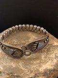 Vintage Navajo Sterling Silver Watch Tips | Old Pawn Blue Turquoise Inlay | Authentic Native American Jewelry | 1445