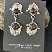 Navajo Purple Sugilite Post Dangle Earrings | Sterling Silver | Authentic Native American Handmade | 1597