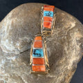 Navajo Turquoise Spiny Oyster Inlay Watch Tips | Sterling Silver & Gold-Filled | Authentic Native American Jewelry | 13725
