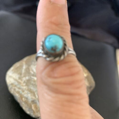 Southwestern Old Pawn Navajo Blue Turquoise Ring | Sterling Silver | Sz 5.5 | 10775