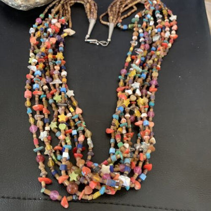 Southwestern Santo Domingo Red Coral Blue Turquoise Necklace | 28" | Authentic Native American Handmade | 12455