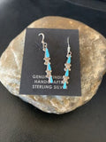 Zuni Handmade Kingman Turquoise Needle Point Dangle Earrings | Sterling Silver | 13024