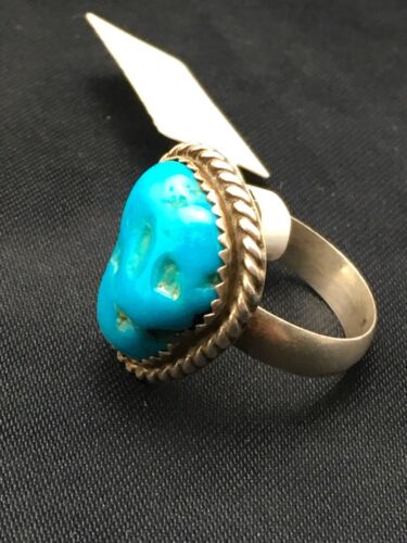 Native American Kingman Turquoise Navajo Ring | Sterling Silver | Sz 6.75 | 3492