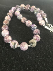 Native American Charoite Bead Necklace | Navajo Pearls | Sterling Silver | 19" | 8448