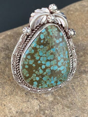Native American Navajo Spiderweb Turquoise Ring | Sterling Silver | Sz 9.5 | 286