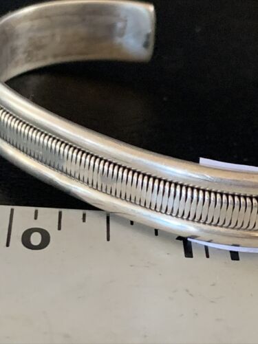 Old Pawn Southwestern Stamped Cuff Bracelet | Navajo Sterling Silver | Authentic Native American Handmade | 13831