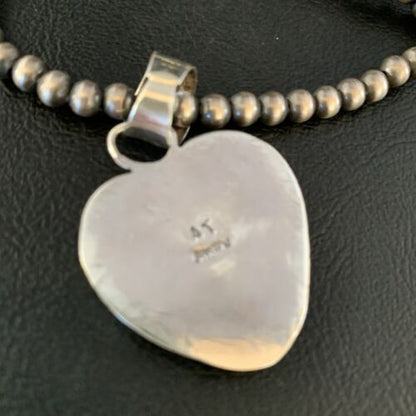 Navajo Red Heart Spiny Oyster Pendant Necklace | Sterling Silver | Authentic Native American Handmade | 13951 - Masha USA