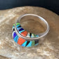 Multi-Color Navajo Sterling Silver Turquoise Spiny Oyster Inlay Ring Sz 6 | Handmade | 14169