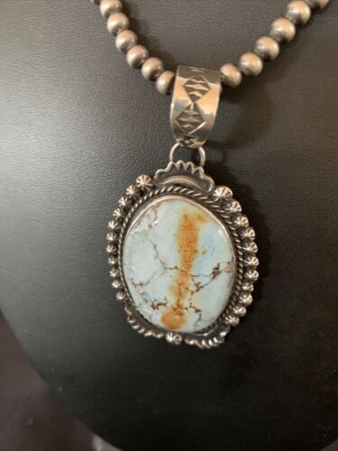 Navajo Golden Hills Turquoise Pendant Necklace | Sterling Silver | Authentic Native American Handmade | 11313