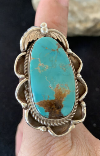 Native American Men's Navajo Blue Royston Turquoise Ring | Sterling Silver | Sz 9 | 00673