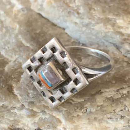 Native American Women's Navajo Sugilite Spiny Oyster Inlay Ring | Sz 8 | 13129 - Masha USA