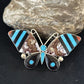 Zuni Butterfly Inlay Ring | Coral Turquoise Onyx Mother of Pearl | Sz 7 | Sterling Silver | 14439