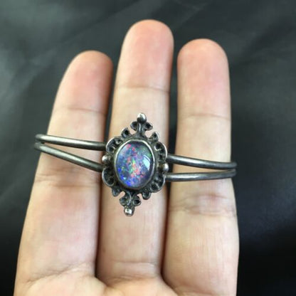 Navajo Pink Opal Cuff Bracelet | Sterling Silver | Authentic Native American Handmade | 10268