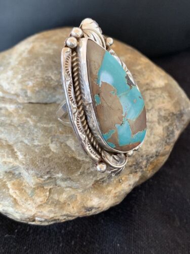 Native American Men's Navajo Blue Royston Turquoise Ring | Sterling Silver | Sz 9 | 676