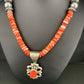 Navajo Red Spiny Oyster Pendant Necklace | Sterling Silver | Authentic Native American Handmade | 4783