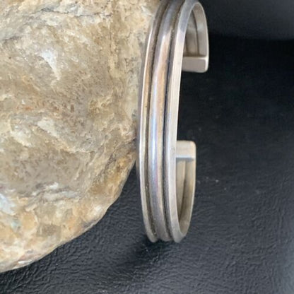 Navajo Stamped Cuff Bracelet | Sterling Silver | Authentic Native American Handmade | 1604 - Masha USA