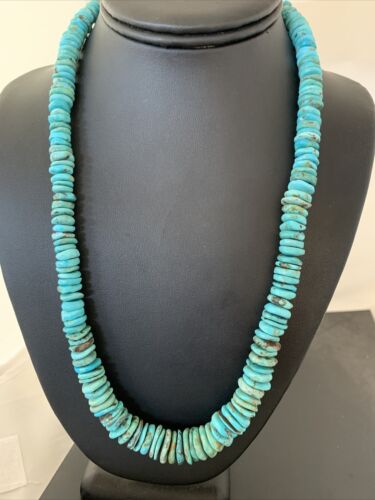 Authentic Navajo Graduated Turquoise Necklace | Sterling Silver | 22" | 944